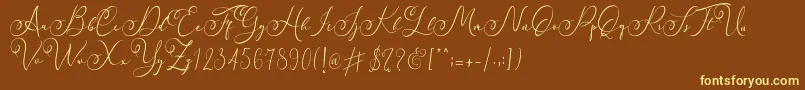 Faradilla   Regular  -Schriftart – Gelbe Schriften auf braunem Hintergrund