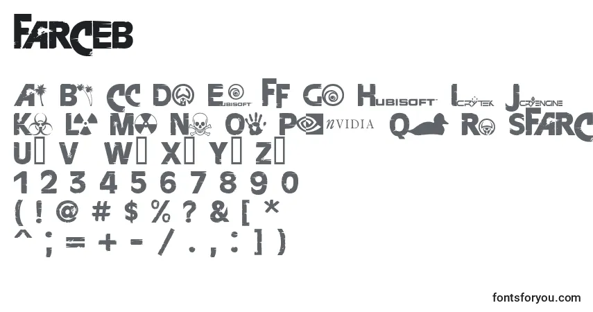 A fonte FARCEB   (126393) – alfabeto, números, caracteres especiais