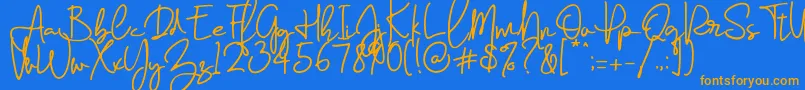Weitere Informationen zur Farrina -Schriftart Farrina -Schriftart – Orangefarbene Schriften auf blauem Hintergrund