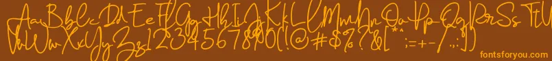 Farrina  -Schriftart – Orangefarbene Schriften auf braunem Hintergrund