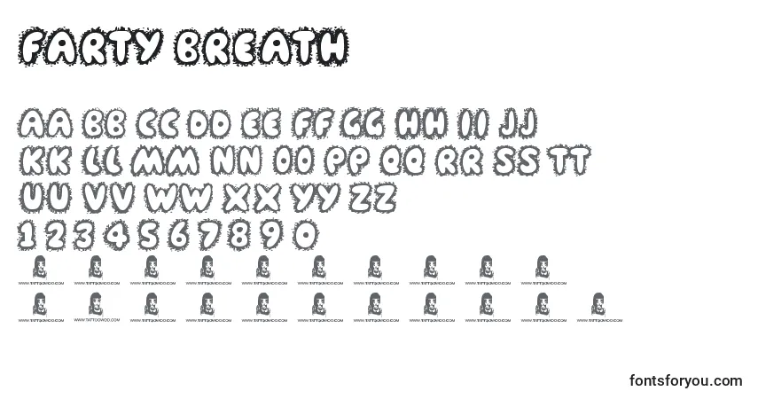 Schriftart Farty Breath – Alphabet, Zahlen, spezielle Symbole