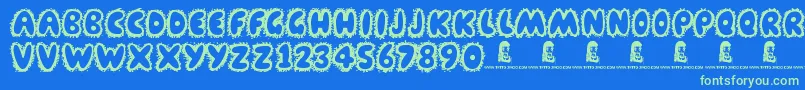 Farty Breath Font – Green Fonts on Blue Background