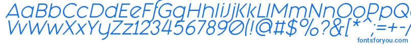 Fonte Fashion Fetish Italic – fontes azuis em um fundo branco