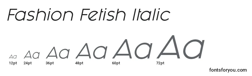 Tamaños de fuente Fashion Fetish Italic