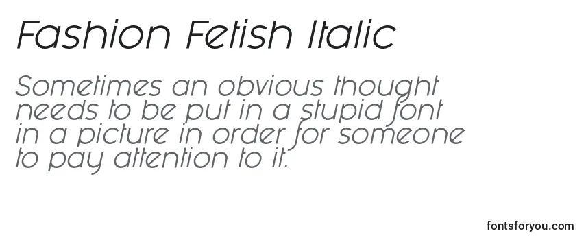 Überblick über die Schriftart Fashion Fetish Italic