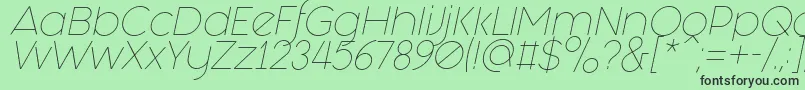 Fonte Fashion Fetish Light Italic – fontes pretas em um fundo verde