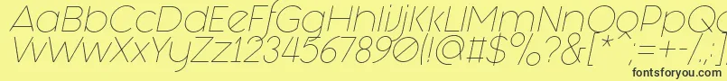 Fonte Fashion Fetish Light Italic – fontes pretas em um fundo amarelo