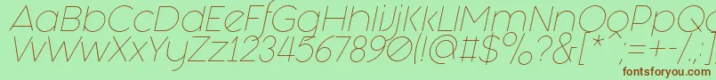 Fonte Fashion Fetish Light Italic – fontes marrons em um fundo verde