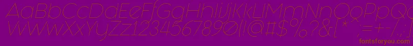 Fonte Fashion Fetish Light Italic – fontes marrons em um fundo roxo
