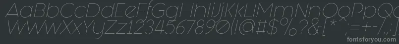 Fashion Fetish Light Italic-fontti – harmaat kirjasimet mustalla taustalla