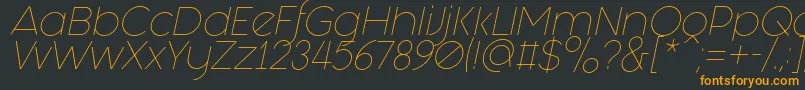 Fashion Fetish Light Italic-Schriftart – Orangefarbene Schriften auf schwarzem Hintergrund
