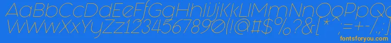 Fashion Fetish Light Italic-Schriftart – Orangefarbene Schriften auf blauem Hintergrund