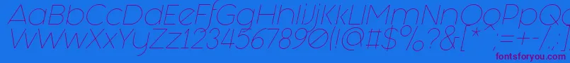 フォントFashion Fetish Light Italic – 紫色のフォント、青い背景