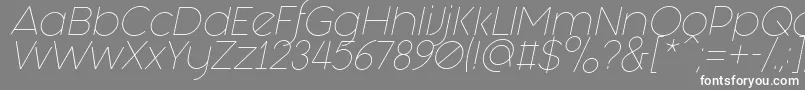 Fashion Fetish Light Italic-fontti – valkoiset fontit harmaalla taustalla