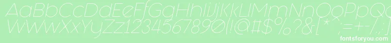 Fashion Fetish Light Italic-fontti – valkoiset fontit vihreällä taustalla