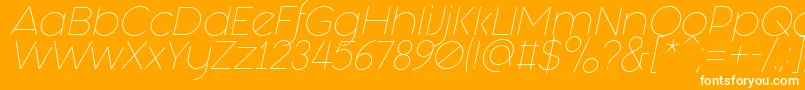 Шрифт Fashion Fetish Light Italic – белые шрифты на оранжевом фоне