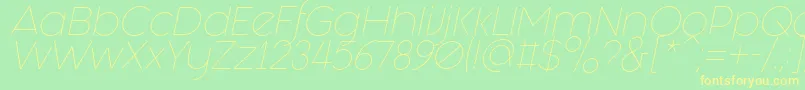 Fashion Fetish Light Italic-Schriftart – Gelbe Schriften auf grünem Hintergrund