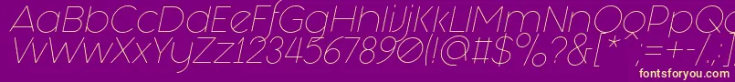 フォントFashion Fetish Light Italic – 紫の背景に黄色のフォント