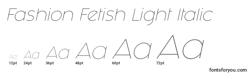 Размеры шрифта Fashion Fetish Light Italic