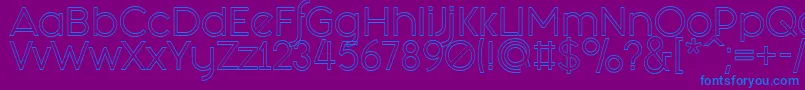 Fashion Fetish Outline-Schriftart – Blaue Schriften auf violettem Hintergrund