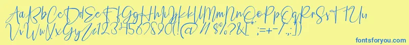 Czcionka Fashion Script Personal Use – niebieskie czcionki na żółtym tle