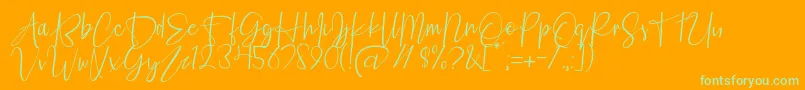 Fashion Script Personal Use-Schriftart – Grüne Schriften auf orangefarbenem Hintergrund