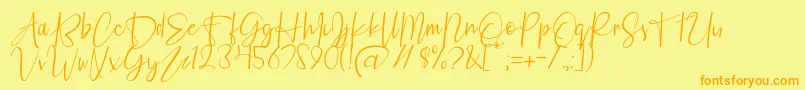 Fashion Script Personal Use Font – Orange Fonts on Yellow Background