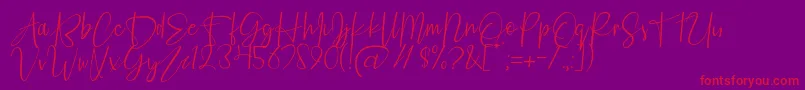 Fashion Script Personal Use-Schriftart – Rote Schriften auf violettem Hintergrund