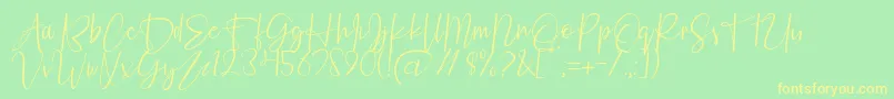 Fashion Script Personal Use Font – Yellow Fonts on Green Background