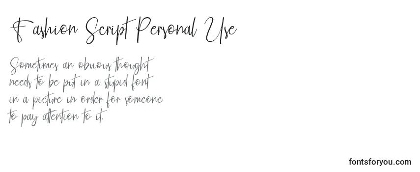 Review of the Fashion Script Personal Use Font