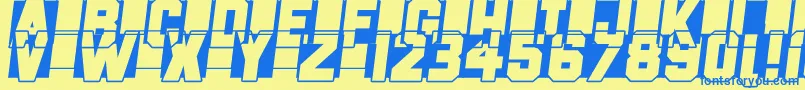 フォントFast Forward – 青い文字が黄色の背景にあります。