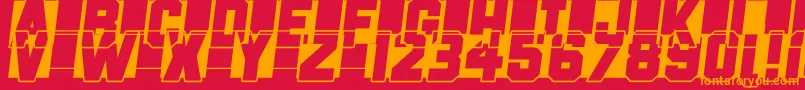 フォントFast Forward – 赤い背景にオレンジの文字