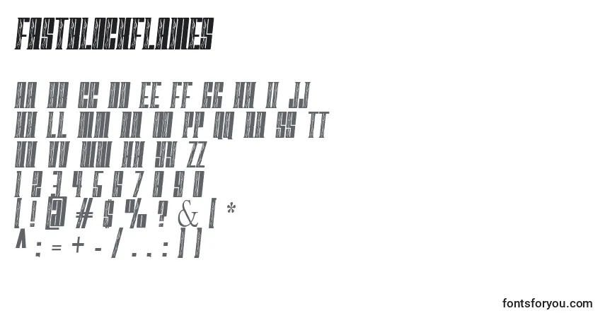 A fonte FastBlockFlames – alfabeto, números, caracteres especiais