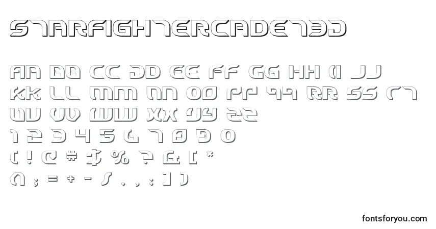 Шрифт StarfighterCadet3D – алфавит, цифры, специальные символы