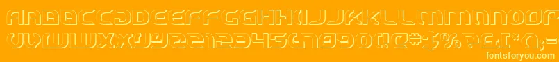 StarfighterCadet3D-Schriftart – Gelbe Schriften auf orangefarbenem Hintergrund