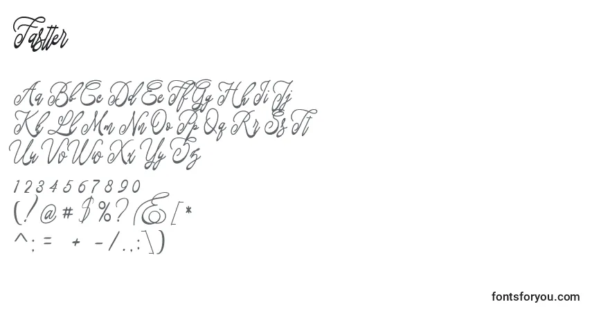 Schriftart Fastter (126414) – Alphabet, Zahlen, spezielle Symbole