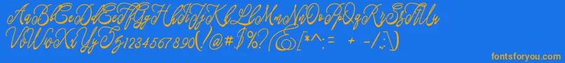 Weitere Informationen zur Fastter-Schriftart Fastter-Schriftart – Orangefarbene Schriften auf blauem Hintergrund