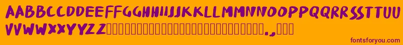 FatBrushWK-Schriftart – Violette Schriften auf orangefarbenem Hintergrund