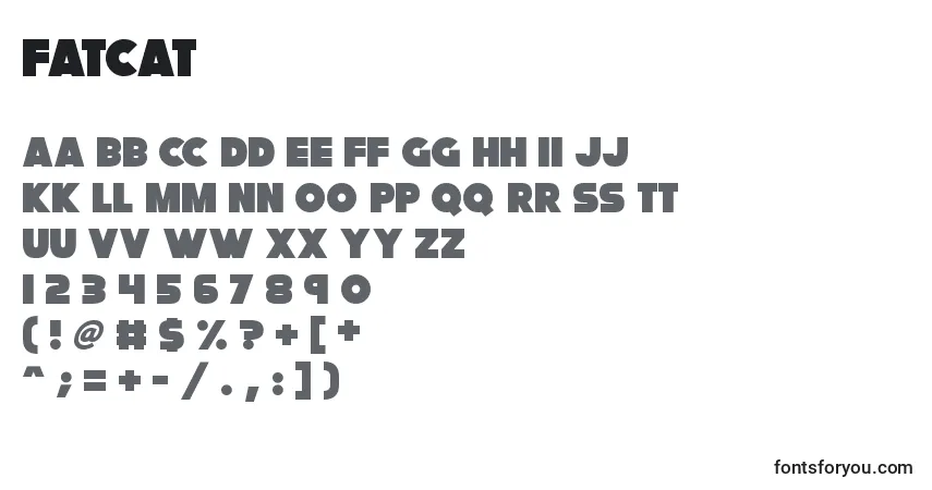 Schriftart FatCat (126420) – Alphabet, Zahlen, spezielle Symbole