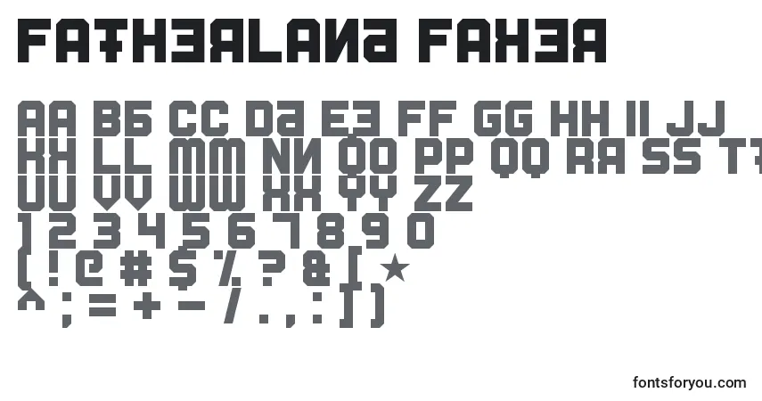 Czcionka Fatherland Faker – alfabet, cyfry, specjalne znaki