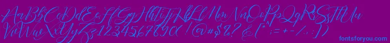 Fathir Script Personal Use-Schriftart – Blaue Schriften auf violettem Hintergrund