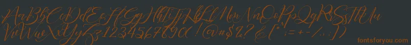 Fathir Script Personal Useフォントについての詳細 フォントFathir Script Personal Use – 黒い背景に茶色のフォント