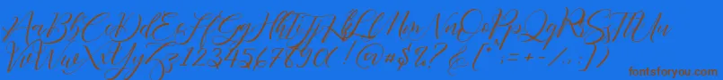 Fonte Fathir Script Personal Use – fontes marrons em um fundo azul