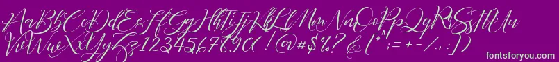 Fathir Script Personal Use-fontti – vihreät fontit violetilla taustalla