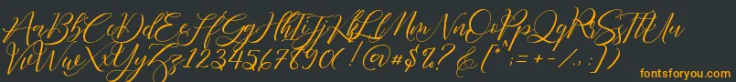 Fonte Fathir Script Personal Use – fontes laranjas em um fundo preto