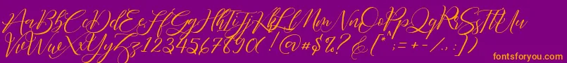 Fathir Script Personal Use-fontti – oranssit fontit violetilla taustalla