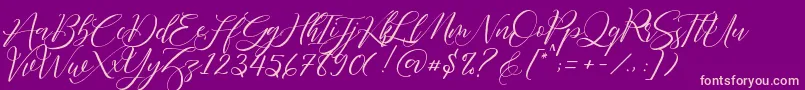 Fathir Script Personal Use Font – Pink Fonts on Purple Background