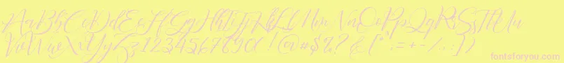 Fathir Script Personal Use Font – Pink Fonts on Yellow Background