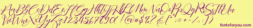 Fonte Fathir Script Personal Use – fontes roxas em um fundo amarelo