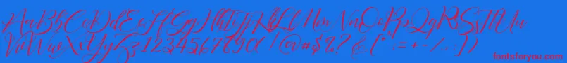 Fonte Fathir Script Personal Use – fontes vermelhas em um fundo azul